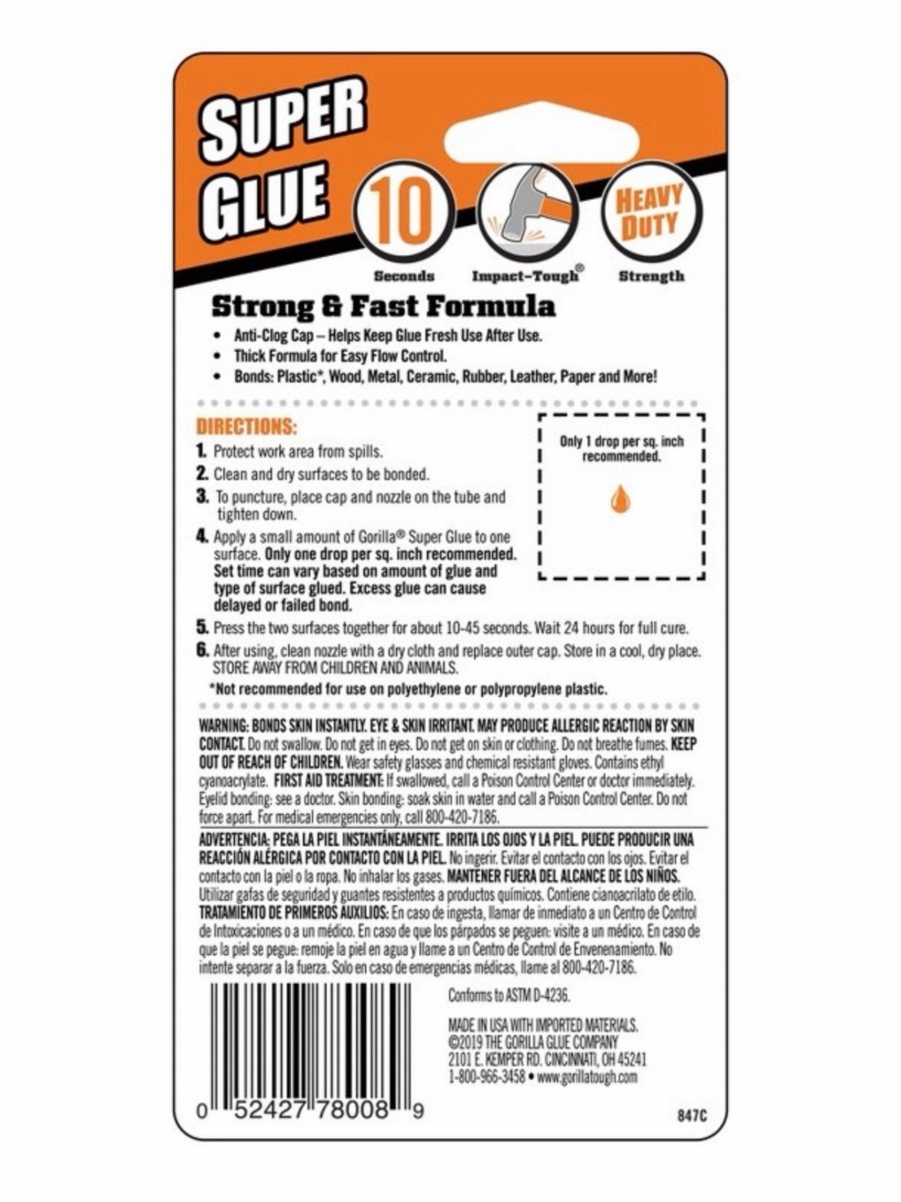 Gorilla Super Glue Gel 2 Pack No Run Control Gel Heavy Duty Fast Bond New Sealed - Picture 2 of 2